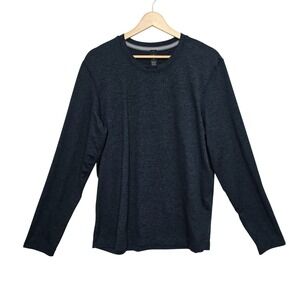 Lululemon Mens Medium Long Sleeve Crew Neck Athletic Shirt Blue Navy Heathered